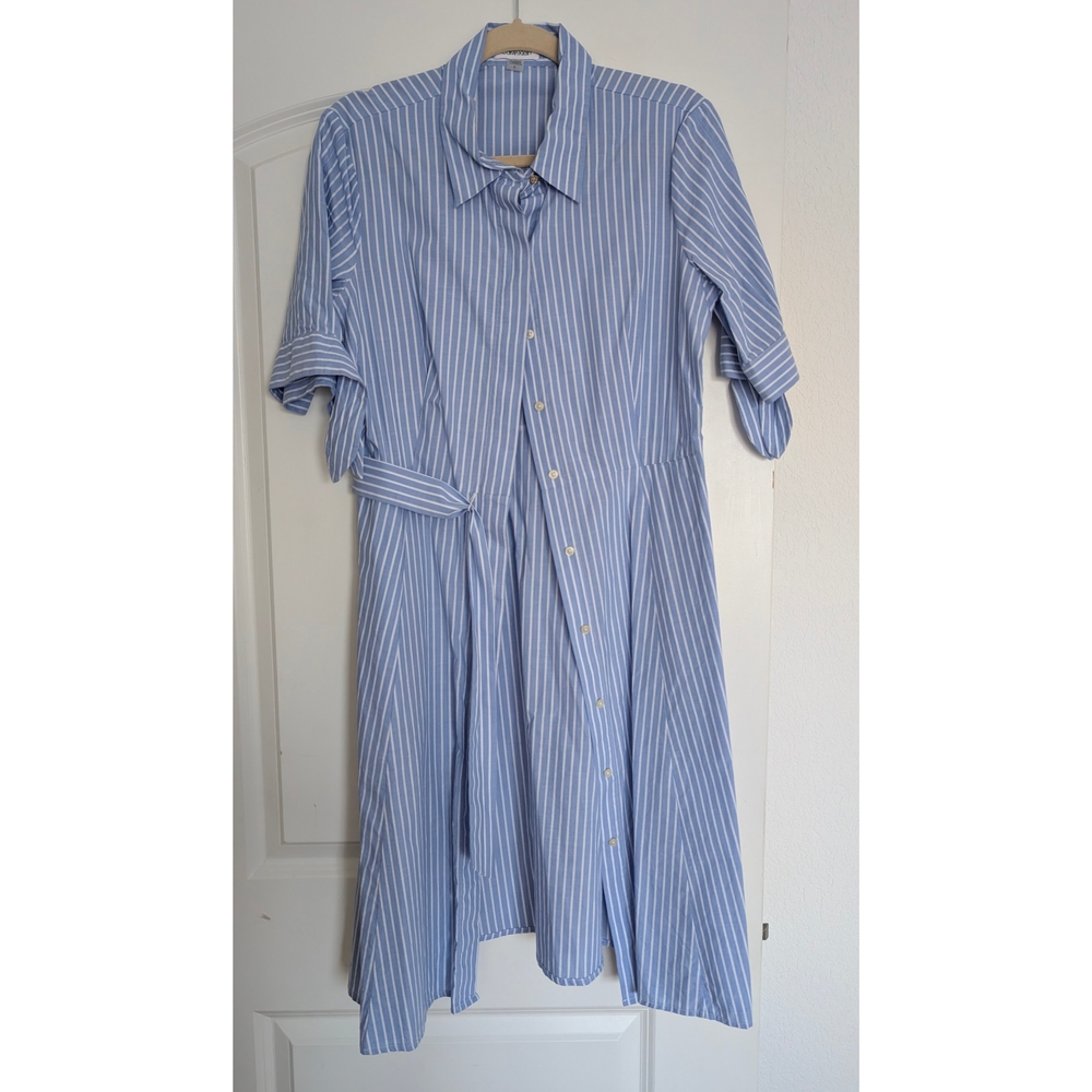 Calvin Klein Blue Striped Long Sleeve Dress